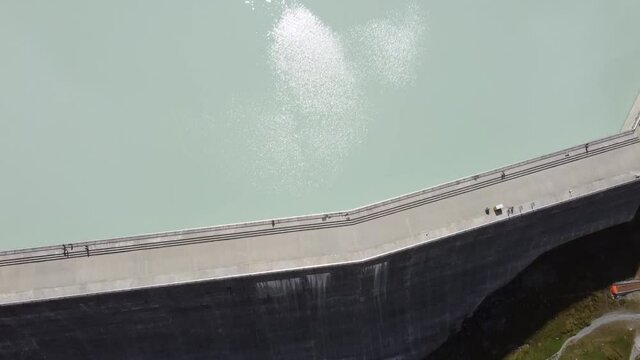 the largest dam eropas at the lac des dix in the Swiss mountains, beautiful sunny weather