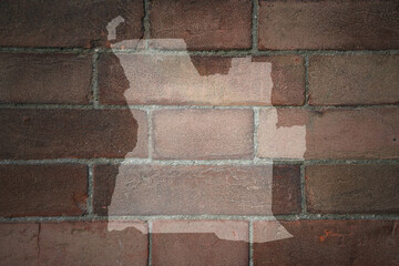 map of angola on a old brick wall