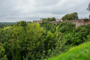 Fototapeta na wymiar Defensive walls in town of Montreuil sur Mer, France