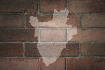 map of burundi on a old brick wall