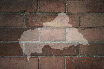 map of central african republic on a old brick wall