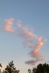 pink cloud in the sky of Provence, an autumn morning