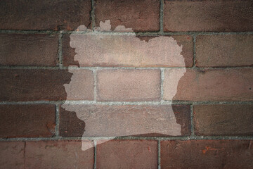 map of cote divoire on a old brick wall