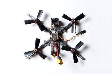 spare parts for portable drone on a white background
