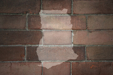map of ghana on a old brick wall