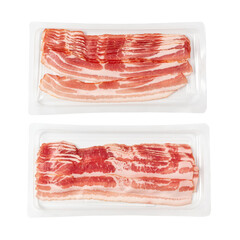 Raw Smoked Bacon Isolated, Streaky Brisket Slices