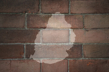 map of mauritius on a old brick wall