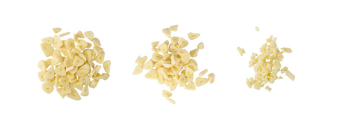 Fresh Garlic Parts Isolated on White Background
