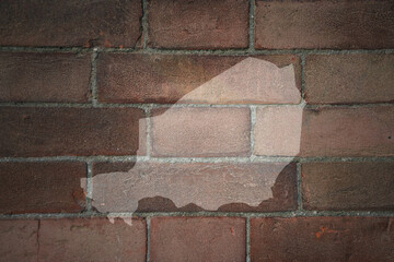 map of niger on a old brick wall