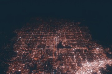 Las Vegas aerial view at night. Top view on modern city with street lights