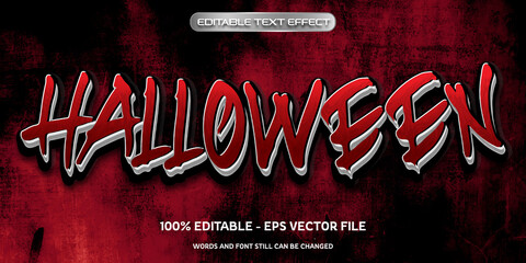 3d editable text effect Halloween style with cracked wall background	