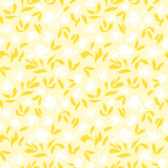 Modern botanical seamless vector pattern. Hand drawn floral illustration. Vintage wallpaper with flowers, buds and leaves. Template for cards, textile, stationery, package, and any surface design