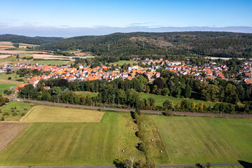 Fototapeta na wymiar The village of Herleshausen in the Werra Valley in Hesse in Germany