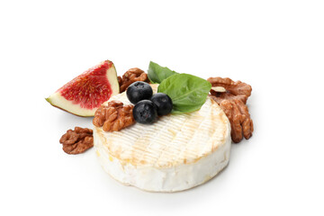 Concept of tasty food with grilled camembert isolated on white background