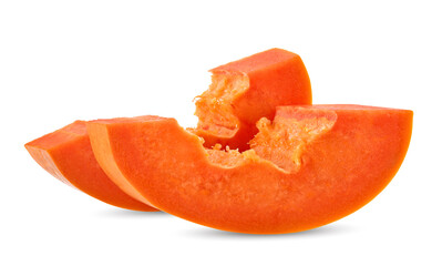 Slice ripe papaya isolated on the white background.