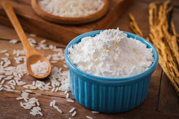 Rice flour in ceramic bowl