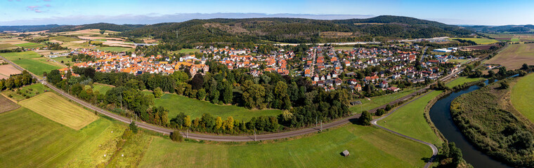 Fototapeta na wymiar The village of Herleshausen in the Werra Valley in Hesse in Germany