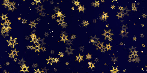 Gold snowflakes holiday seamless pattern.
