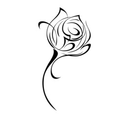 ornament 1995. one stylized rose flower bud on a short stalk in black lines on a white background