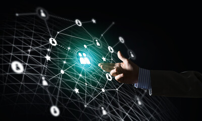 Creating modern wireless technologies as means of communucation and networking on dark background