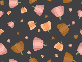 Pumpkins seamless pattern. Autumn background for wrapping paper, banners and advertising materials. Halloween and Thanksgiving day design. Vector illustration