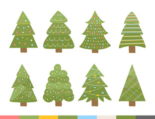 Obraz premium New Year handdrawn collection of Christmas trees for printed materials posters, invitations, banner