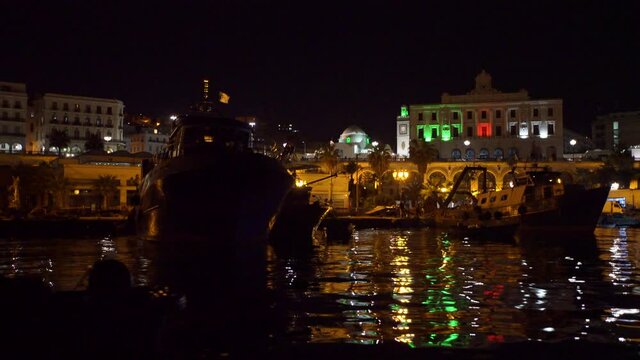 harbor of algiers, Algeria by night