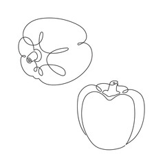 Bell pepper one-line art,stylized continuous contour.Hand-drawn drawing outline.Vegetarian food,vegetable with vitamins for healthy lifestyle,balanced nutrition,correct diet.Doodle, sketch,minimalism.