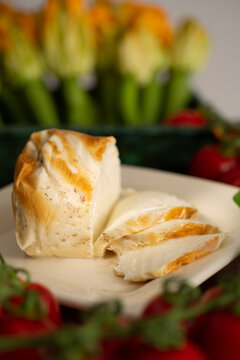Mozzarella Agerola, Naples, Italy. Typical smoked mozzarella or provola cheese from the Sorrento coast