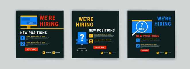 We're hiring. Job offer leaflet template. Job vacancy flyer poster template design. - obrazy, fototapety, plakaty