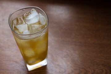 Alcoholic cocktail with ice and whiskey