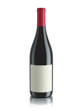 Mockup red wine bottle with blank label in studio lighting 3D