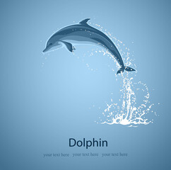 Vector background with a dolphin jumping out of the water. And a place for your text  - 459697798