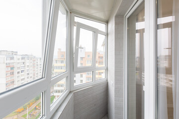 Fototapeta na wymiar Interior photo of an empty balcony in an apartment