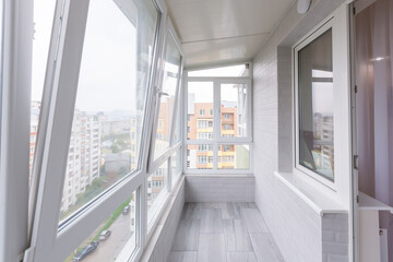 Interior photo of an empty balcony in an apartment - obrazy, fototapety, plakaty
