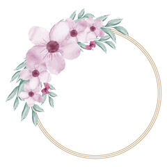 Beautiful cherry blossom floral watercolor with frame