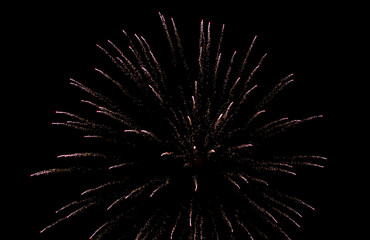 Obraz premium Colorful fireworks over city at night.