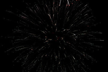 Obraz premium Colorful fireworks over city at night.