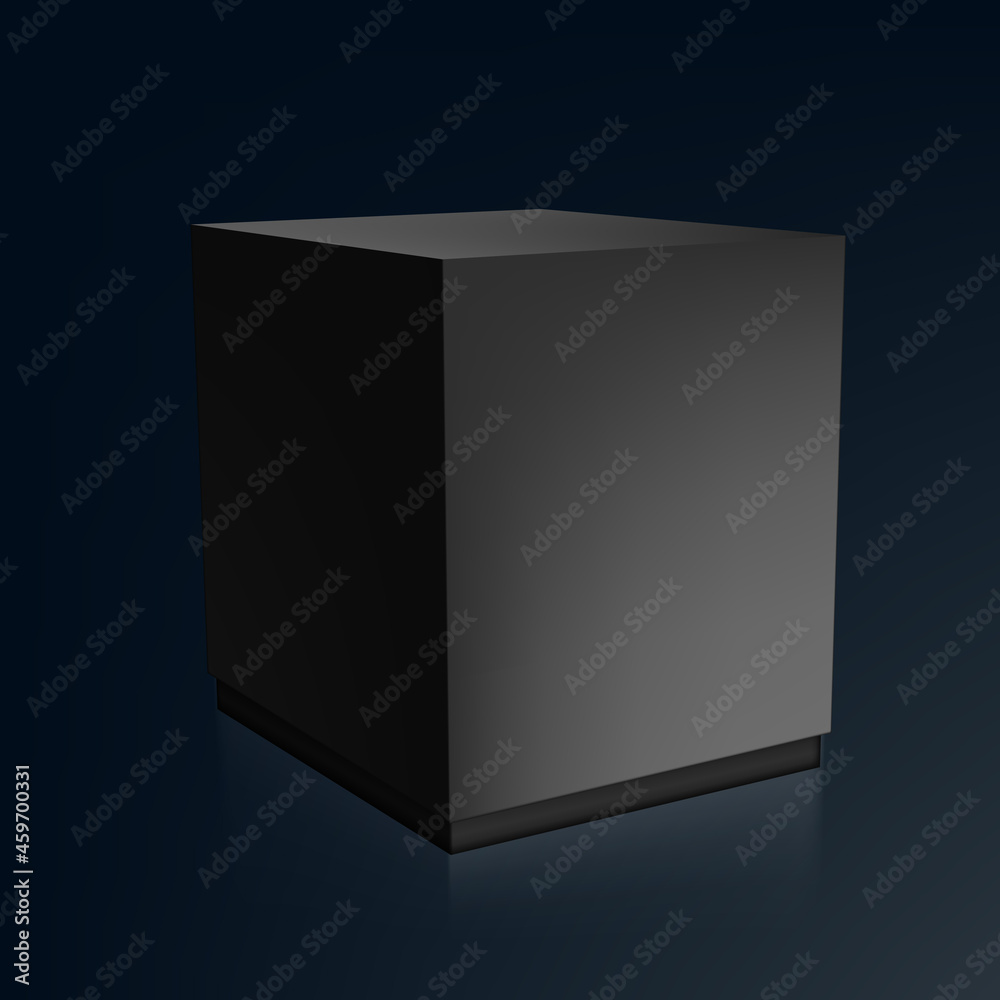 Wall mural 3d clean black gift box container with shadow