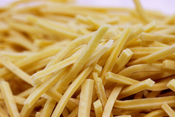 close-up homemade uncooked dry noodles