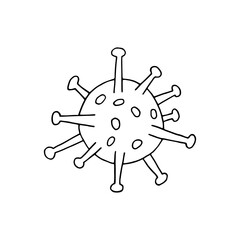 Fototapeta premium Virus. Mandatory vaccination. Coronavirus. Covid-19. Flu. Infection. Disease. Pandemic. Epidemic. Freehand drawing. Doodle vector illustration. Silhouette. Black and white outline. Coloring.