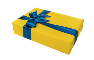 Beautiful gift box with ribbon on a white background.