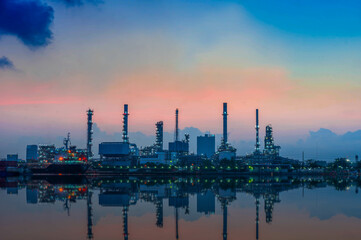 oil refinery at twilight