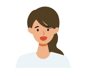 Woman cartoon character. People face profiles avatars and icons. Close up image of smiling Woman.