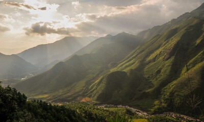 Naklejka premium Mountain scenery of Sapa, Northwest Vietnam