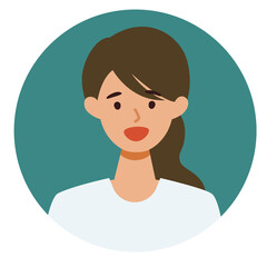 Woman cartoon character. People face profiles avatars and icons. Close up image of smiling Woman.