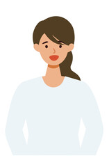 Woman cartoon character. People face profiles avatars and icons. Close up image of smiling Woman.