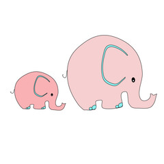 two elephants kids illustration cute 