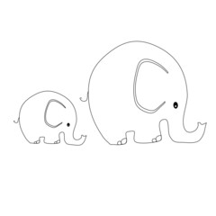 two elephants kids coloring page