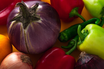 multi-colored vegetables. harvest of vegetables. natural background.